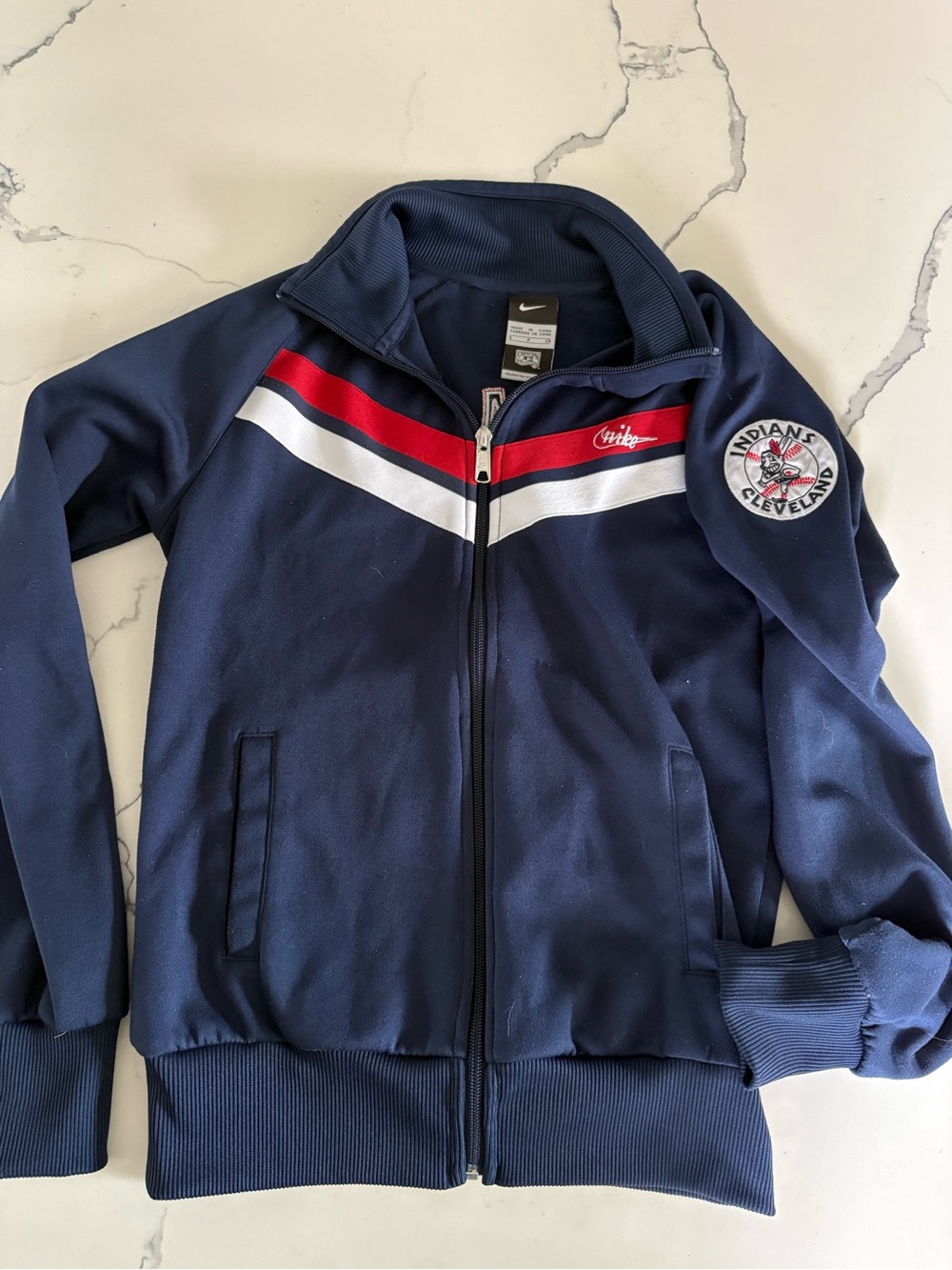 Nike Men’s Navy Bomber Jacket with Red & White Chevron